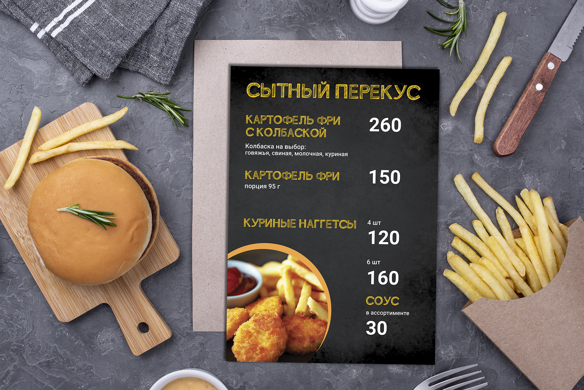 Дизайн меню для фудтрака